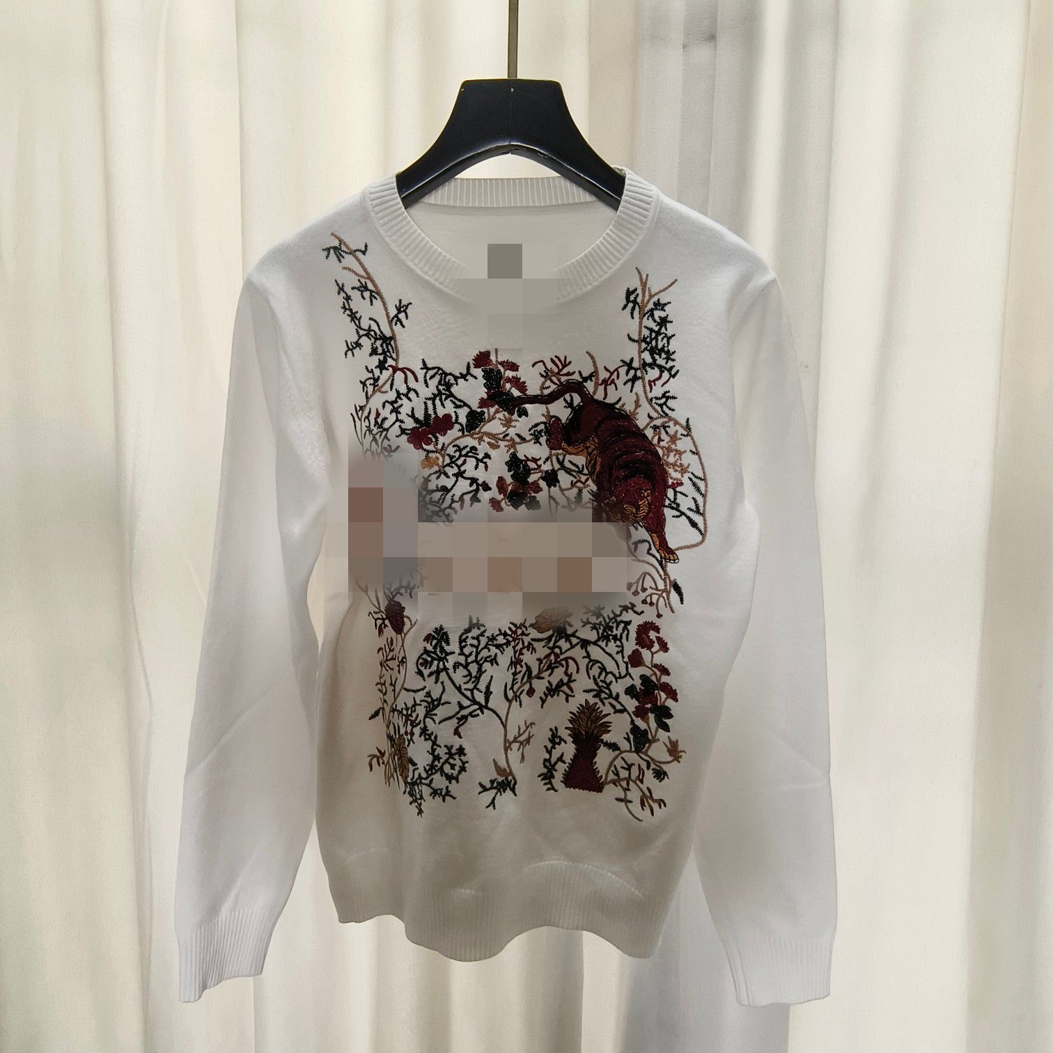 2023 Gray/White Floral Print Women's Pullover Brand Same Style Women's Sweaters DH027