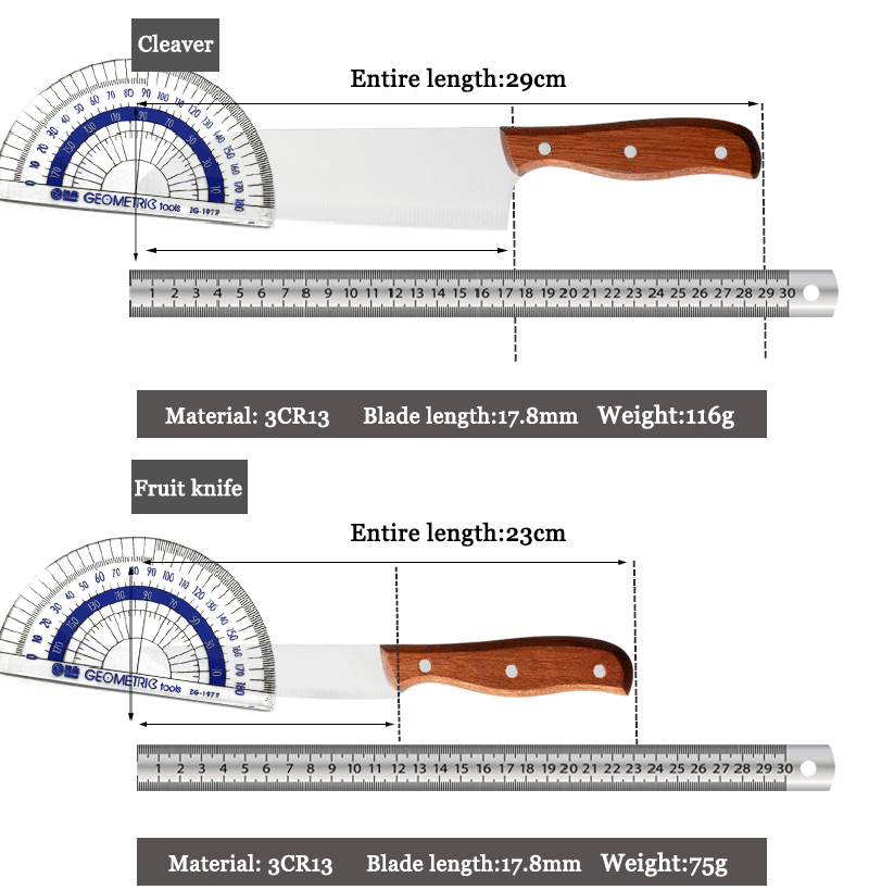 Kök F718 Trähandtag Rostfritt stål Kniv Set Hushåll Kök Knife Set Knife Utility Multifunktionell skärpning Rod Kök Knife