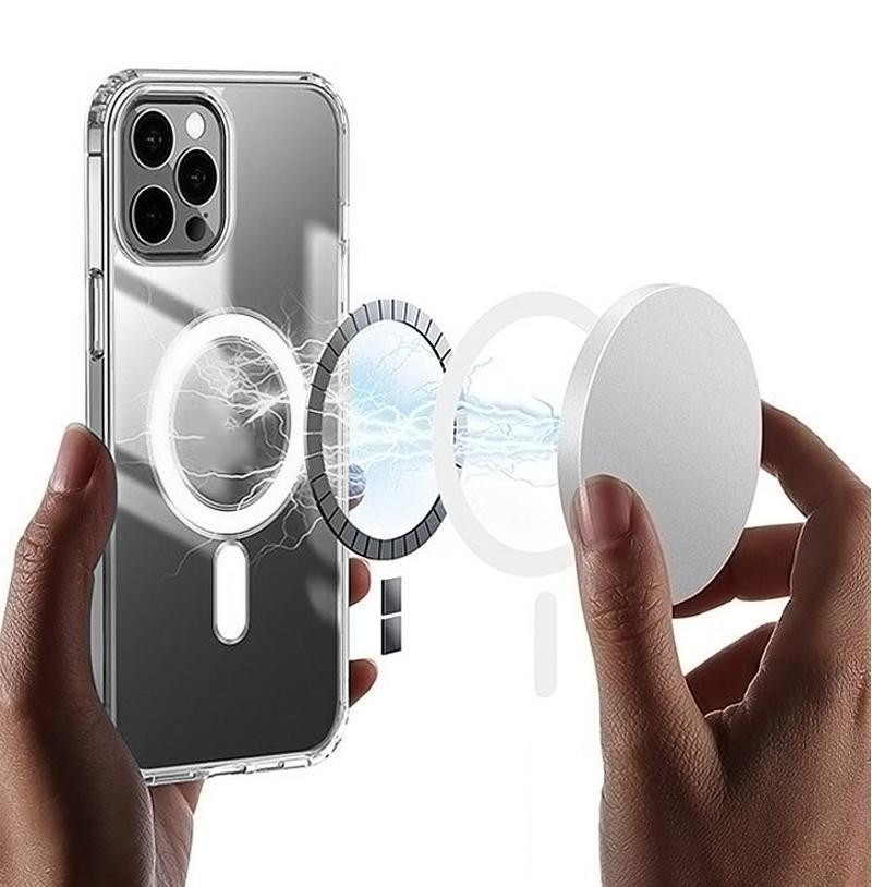 Magsoge Transparente, klare, magnetische, stoßfeste Handyhüllen aus Acryl für iPhone 15 14 13 12 11 Pro Max Mini XR XS X Plus, kompatibles Magsafe-Ladegerät S23 S22 Ultra