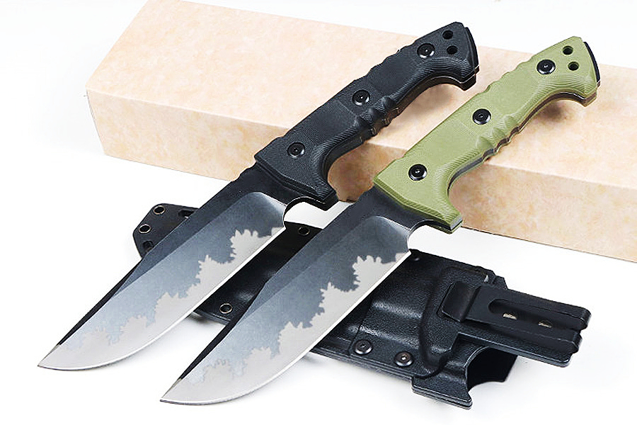 New M33 Outdoor Strong Survival Straight Knife 8Cr13Mov Stone Wash Drop Point Blade Full Tang GFN Handle Fixed Blade Tactical Knives with Kydex