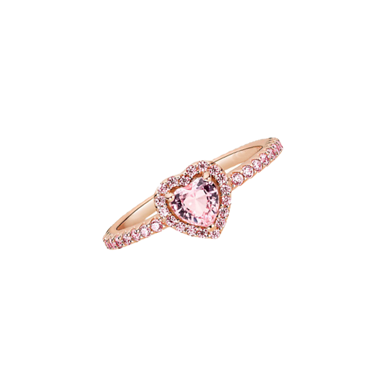 Rose Gold Pink Stone Elevated Love Heart Rings Original Box Set For Real 925 Silver Cz Diamond Women Wedding Ring2978756