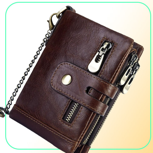 men wallet coin purse Waist Bags Pochette chain wrist composite Antitheft brushed multicard horse leather European and American 8134446