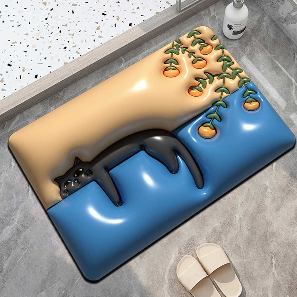 Tappetini da bagno con fiori 3D Tappetino porta Espansione INS Morbido fango diatomeo Tappeto assorbente Bagno WC Tappeto antiscivolo Tappetino da cucina HKD230829