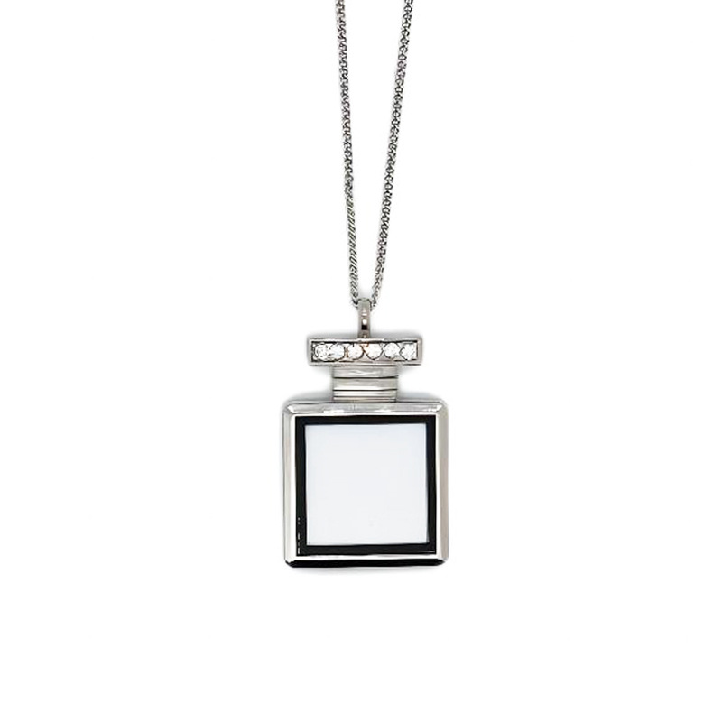 DHLPartij Gunst Sublimatie DIY Witte lege Metalen Parfumflesje Diamant Instelling Ketting