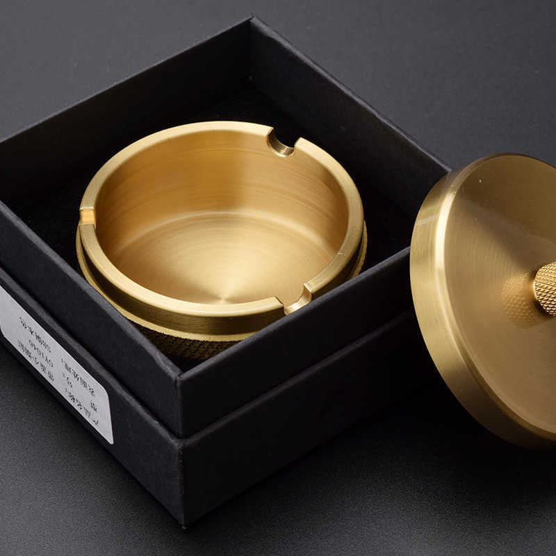 High Quality Pure Copper Car Ashtray Cigarette Holder Office Home Decoration Ornaments Desktop Storage Smoking Accessories Gifts HKD230901