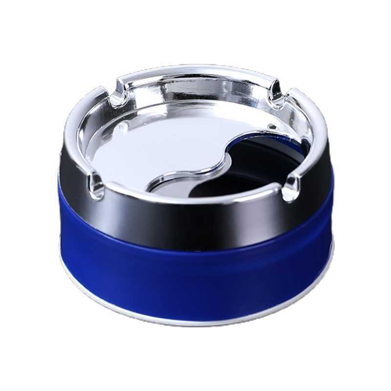 Rostfritt stål Ashtray Round Windproof Ashfrays med roterande lock för hemträdgård utomhus inomhus rökning Tillbehör HKD230901