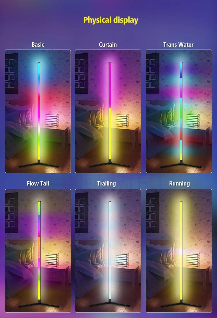 RGB LED Floor lamp Indoor Home Decoration Modern Corner Floor Lamp Living Rome Art Decor Atmospheric Standing Stand Lighting