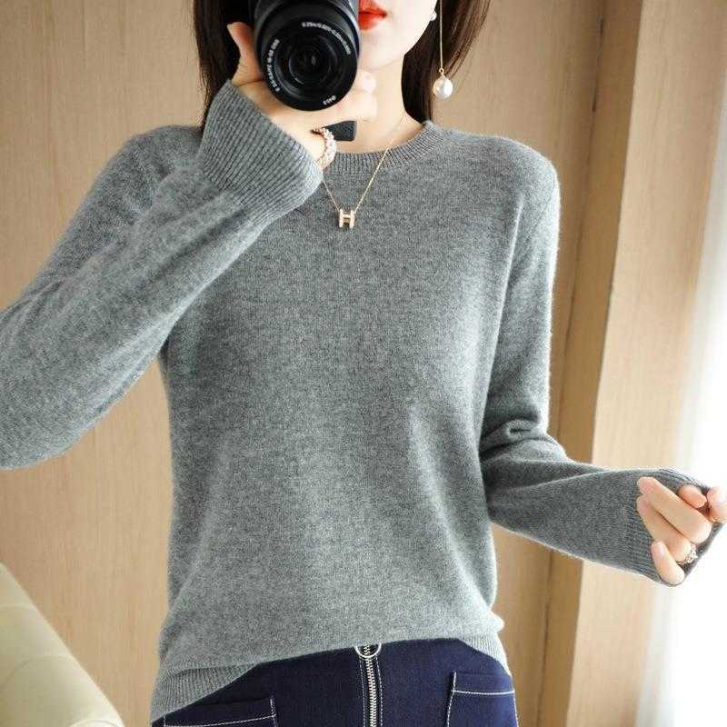 2023 Kobiet Sweter Spring Autumn Long Rleeve O-Neck Pullover ciepłe dno koszule Koreańskie modne swetra Knitwear Softwear HKD230829