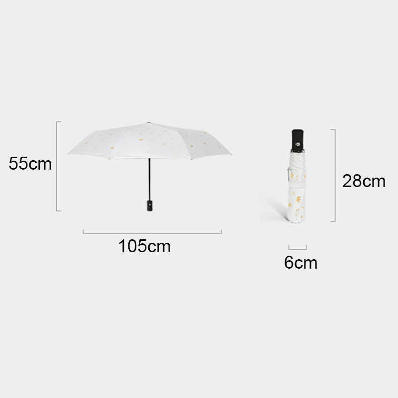 Guarda-chuva totalmente automático de 8 costelas para chuva e brilho com revestimento preto resistente ao sol Guarda-sol leve e portátil anti-UV HKD230828