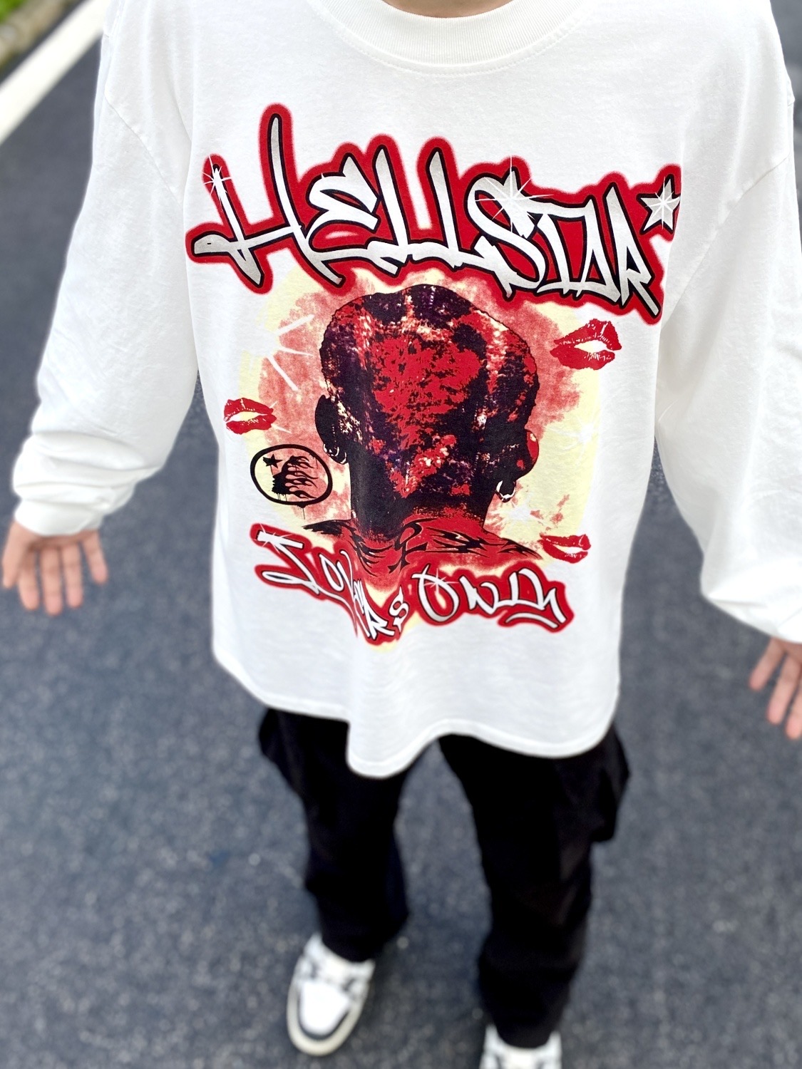 HELLSTAR Rodman Flame Heart limited American street graffiti hip hop style High street long sleeve Men Sweatshirts round neck outdoor casual Street Hoodies SMLXL