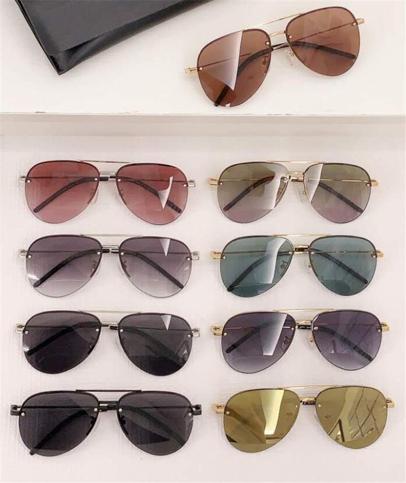 New fashion design pilot sunglasses 11M metal half frame rimless lens classic simple and popular style outdoor UV400 protection eyewear