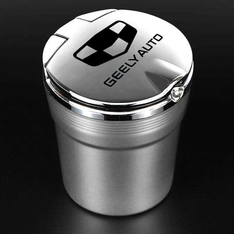 Bil LED Light AshTray Portable Cigar AshTray Alloy Ash Tray Aluminium Cup Smokeless Cup For Geely 2022 Upskaliga biltillbehör HKD230901