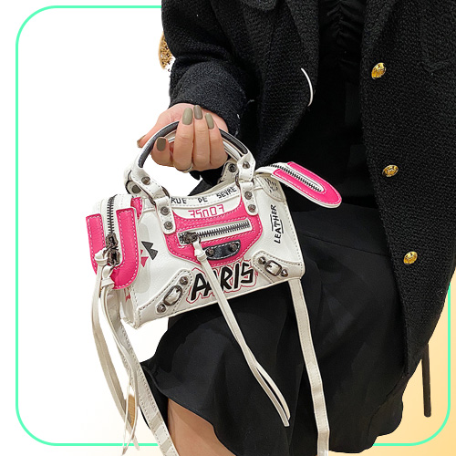 Veelkleurige Crossbody Handtassen Kleurrijke Graffiti Satchel Portemonnee Schoudertassen Klinknagel Tote Handtas voor Dames9614379