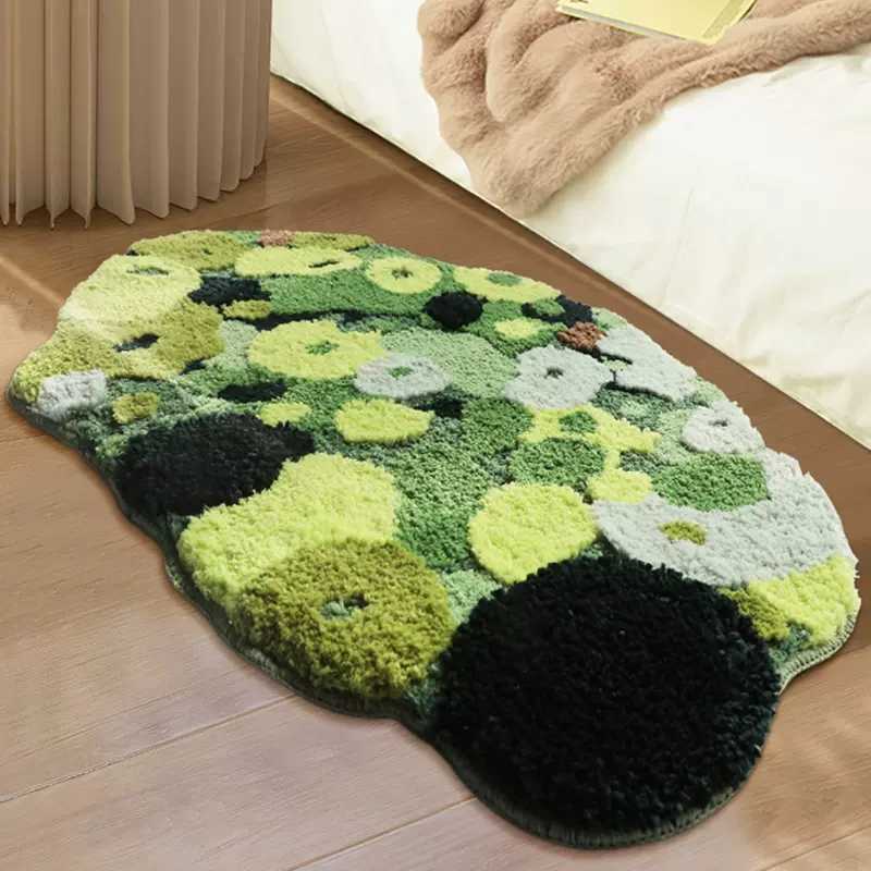 Nordic 3D Lawn Moss Dywan dywan do sypialni salon zielony las nieregularny wystrój domu elegancki pokój matowy przy łóżku dywan HKD230829