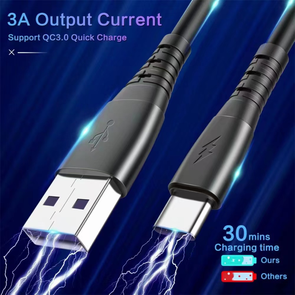 Câble USB Type C à ressort 3A, 1.5M, pour charge rapide, cordon rétractable, pour Xiaomi Poco, Huawei, Samsung