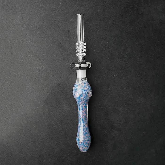 Groothandel 10 mm kaliber rokende handpijpen Borosilicaat Nector Collector Mini glazen bong met kwarts ingevoegde link en clip Oliebrander Dab Rigs Kleine waterpijp