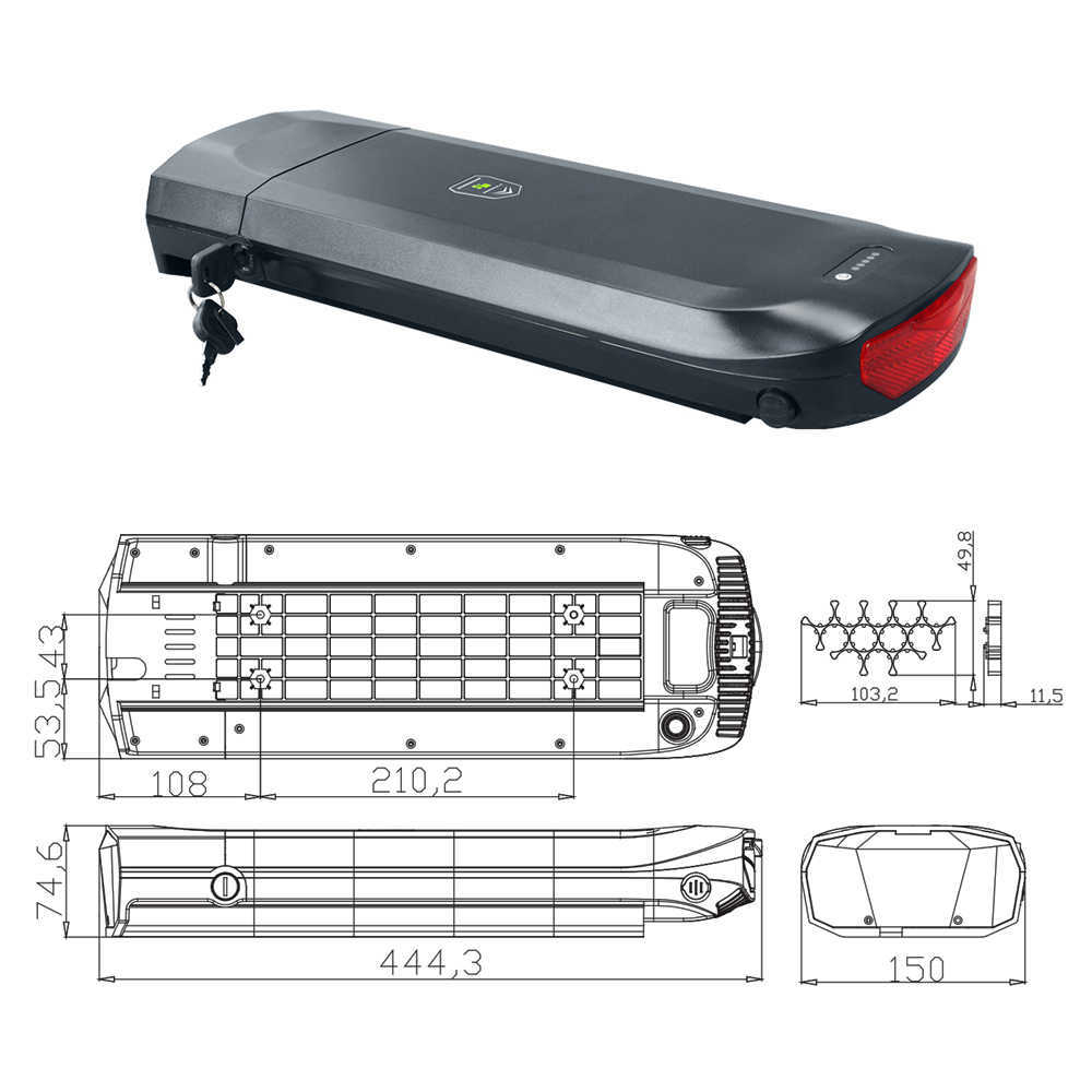 Songxia für CRUSSIS 2022 e-City 2.7 Fahrrad 48V 13Ah 624Wh 250w 500w Citybike Heckgepäckträger Ebike Lithiumbatterie Songxia