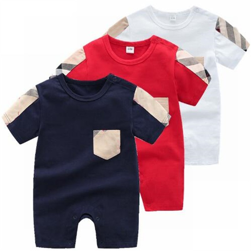 Haute qualité 100% coton bébé barboteuse 2023 été à manches courtes col rond mince respirant nouveau-né combinaisons garçons et filles pyjamas pour bébés