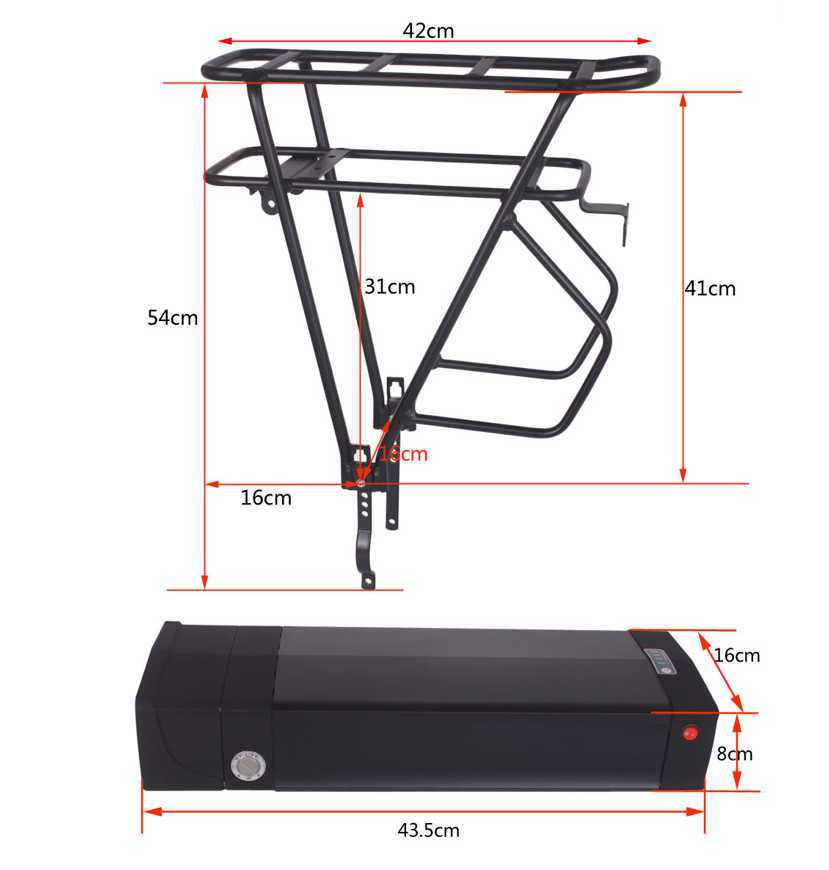 36V Electric Bicycle Battery 48V 20AH 25AH Samsung Cells Rear Rack Ebike Lithium Battery Pack For 250W-1500W Motor