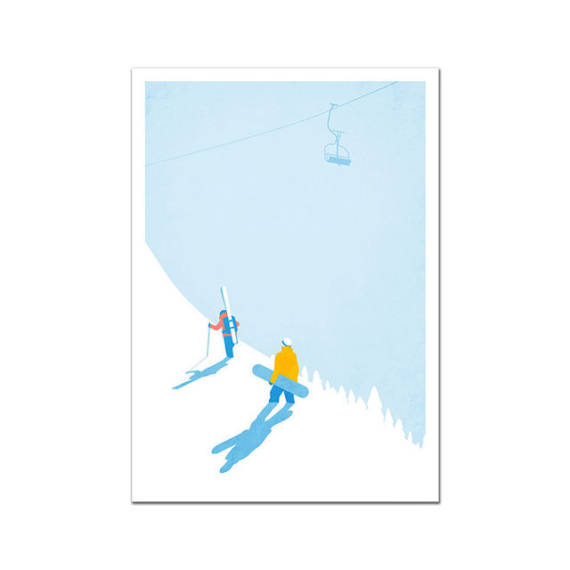 Canvas Schilderij Vintage Ski Sneeuw Berg Nordic Kabelbaan Snowboard Poster en Prints Moderne Wall Art Foto Woonkamer Slaapkamer Decor geen Frame Wo6