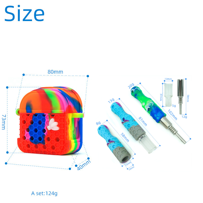 Kit de tuyaux en verre de Nectar pour fumer en Silicone, ensemble de sacs un frappeur 6 en 1, collecteur de tabac, paille, pointes en acier inoxydable, pochette Portable