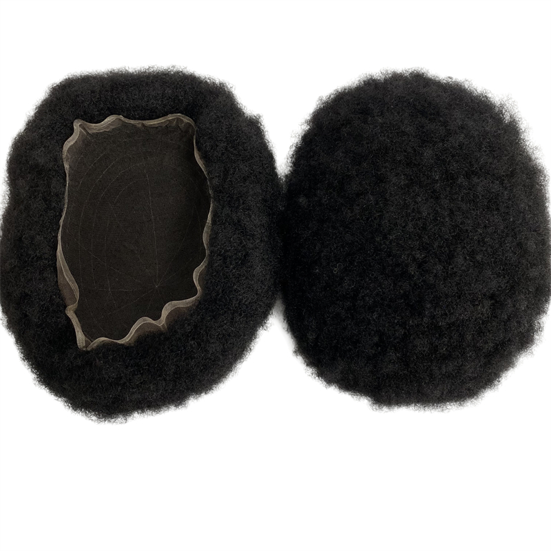 European Virgin Human Hair Hairpiece #1B Natural Black 8mm Root Afro Man Toupee 8x10 Swiss Lace Unit för svarta män