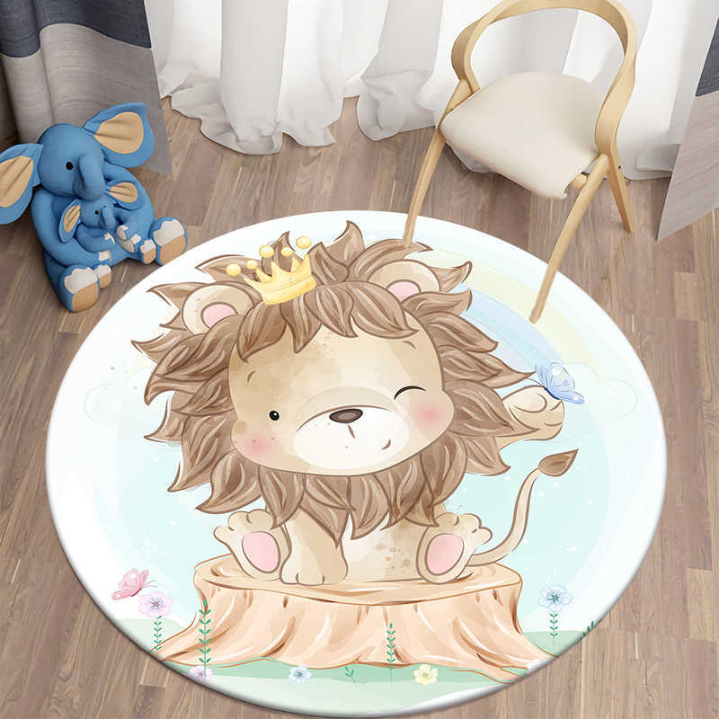 Tappeto rotondo Decor Tappeti antiscivolo Cartoon Animal Pattern Tappeto Tappetino bambini Bagno Cucina Soggiorno Camera da letto Tappeto HKD230829