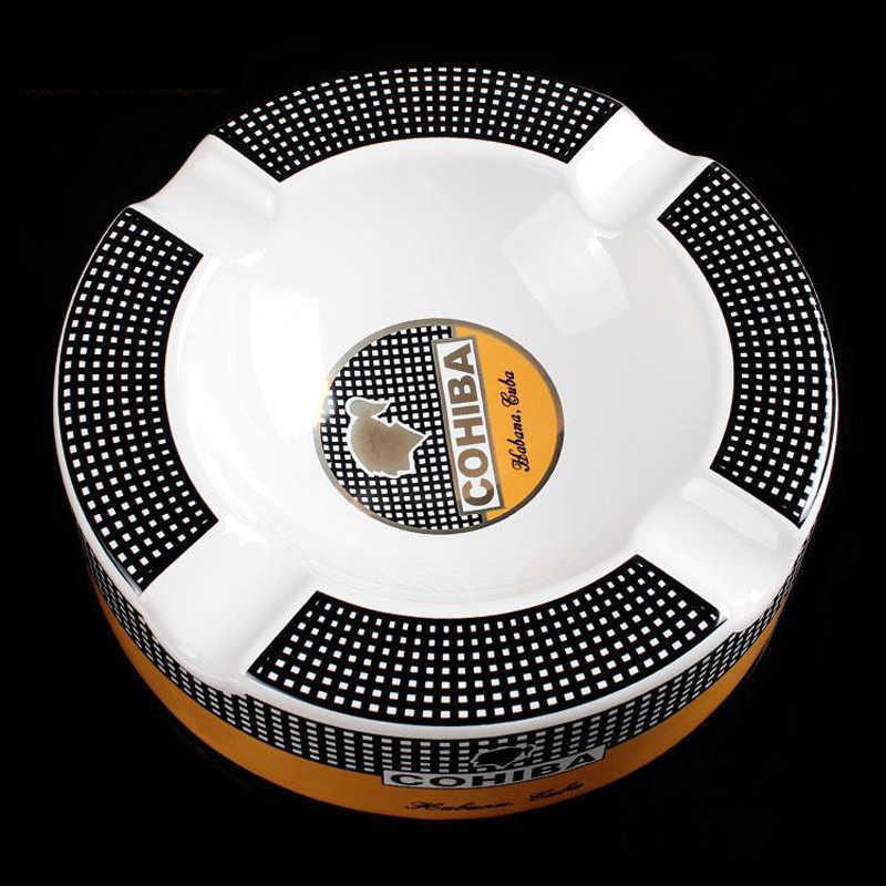 Cohiba High-definition Bone China China Ceramic Round Cigar Ashtray for Home Middle Size 4 Holder Smoking Ash Tray CigarsアクセサリーHKD230828