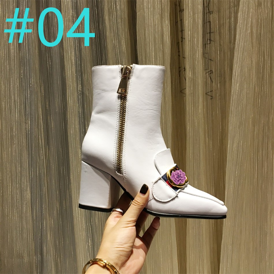 Top Designer Schoenen Vrouwen Boot Strip Enkellaarsjes Chunky Heel Booties G Reliëf Luxe Lederen Veterschoen Dikke Bodem Schoen