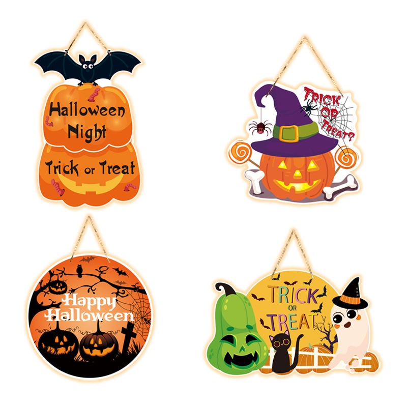 Halloween Decoratie Deur Hangende Ornamenten Pompoen Spook Hangers Feestdecoratie Deuren Muren Hangende Qrnament Kamer Voordeur Decor Papier Layout Rekwisieten