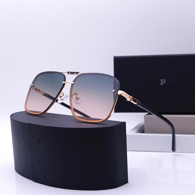 Güneş gözlükleri erkek tasarımcı lüks metal ince çerçeve güneş gözlüğü kutu polarize renk değiştiren güneş gözlüğü UV koruması