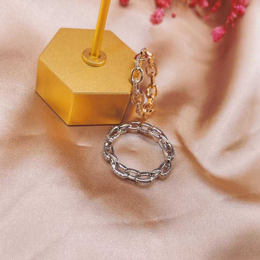 Klusterringar trendiga länkkedja ring för kvinnor bröllop kubik zirkonfinger ringar pärlor charm ring bohemian strand smycken gåva j1972 g230228