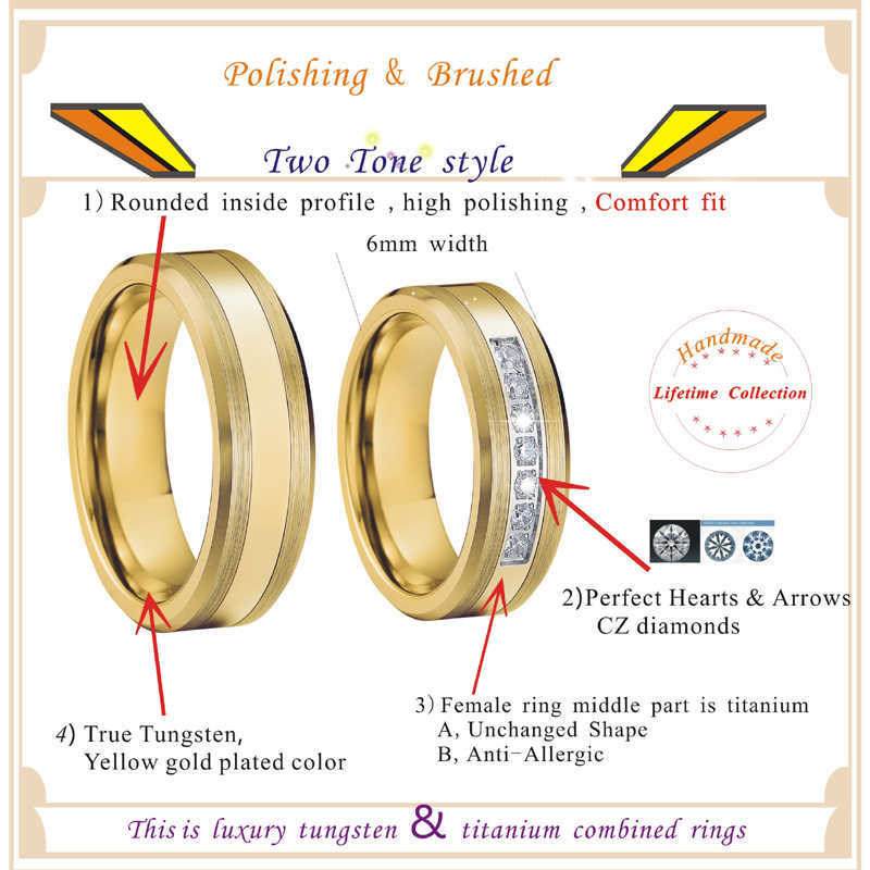 Cluster Rings Lover's Alliance Colore oro Anello in carburo di tungsteno Matrimonio Proposta di gioielli Coppia Anelli di nozze uomini e donne G230228