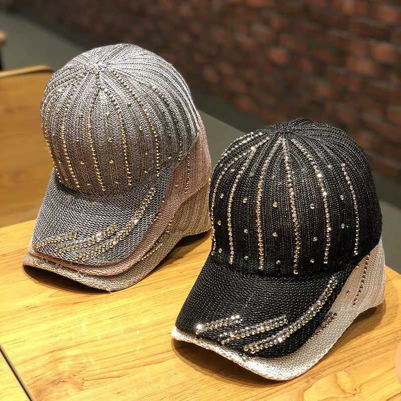 Rhinestone Hollow Breathable Women Baseball Cap 2020 New Female Outdoor Autumn Adjustable Embroidered Peaked Hat Summer Sunhat04