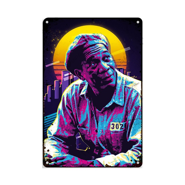 1994 Classic Movie art painting The black man Redemption Poster in metallo Decorazioni da parete Home Man Cave Targa in metallo Retro Targa in metallo Parete personalizzata Dimensioni piastra 30X20CM w02