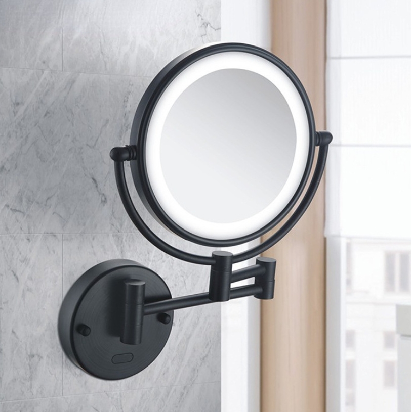 Led Makeup Mirrors With Light Folding Wall Vanity Mirror Magnifying Double Sided Touch Bright Adjustable Bathroom Mirrors