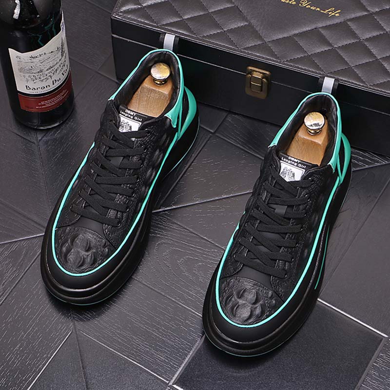 High Quality Men Wedding shoes Crocodile stripe Casual Prom Quinceanera loafers Flat Footwear Vulcanized Shoes