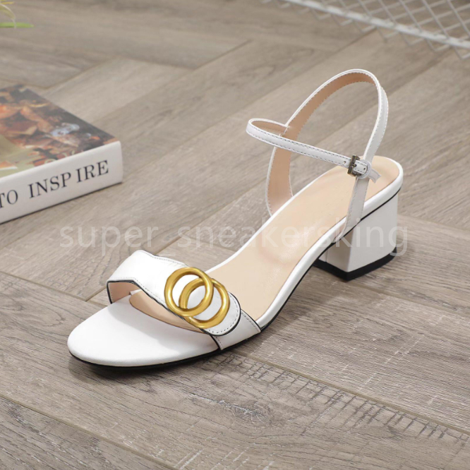 Top Designer Sandals Classic High Heels Fashion Slides Women Dress Shoes Lady Metal Belt Buckle Sandaal met doos 35-41