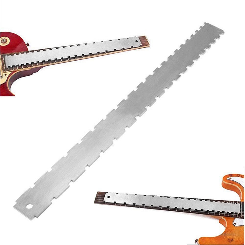 Guitar Neck Notched Straight Edge Luthiers Tool with String Action Ruler Gauge for Gibson 24.75 Inch and Fender 25.5 Inch Electronic Guitar