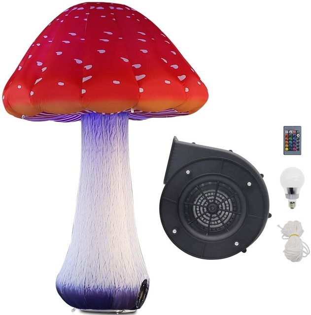 Realistische opblaasbare paddestoel met LED -verlichting 2 meter High Party Stage Lifelike Mushrooms Props Decoratief speelgoed met blower gratis schip