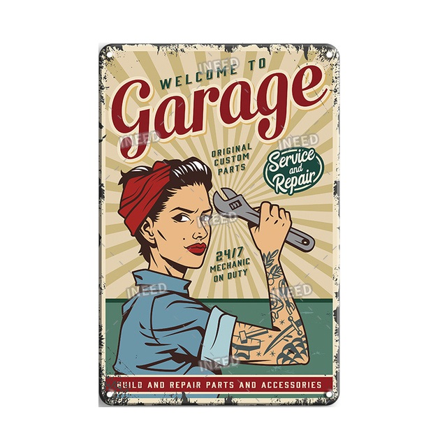 Beleza pin up menina lata poster sinais de metal rota 66 Sexy Women Women Tin Plate Plate Vintage para carro Motocicleta Casa Pub Bar Garagem Parede Decoração personalizada Tamanho 30x20cm W02