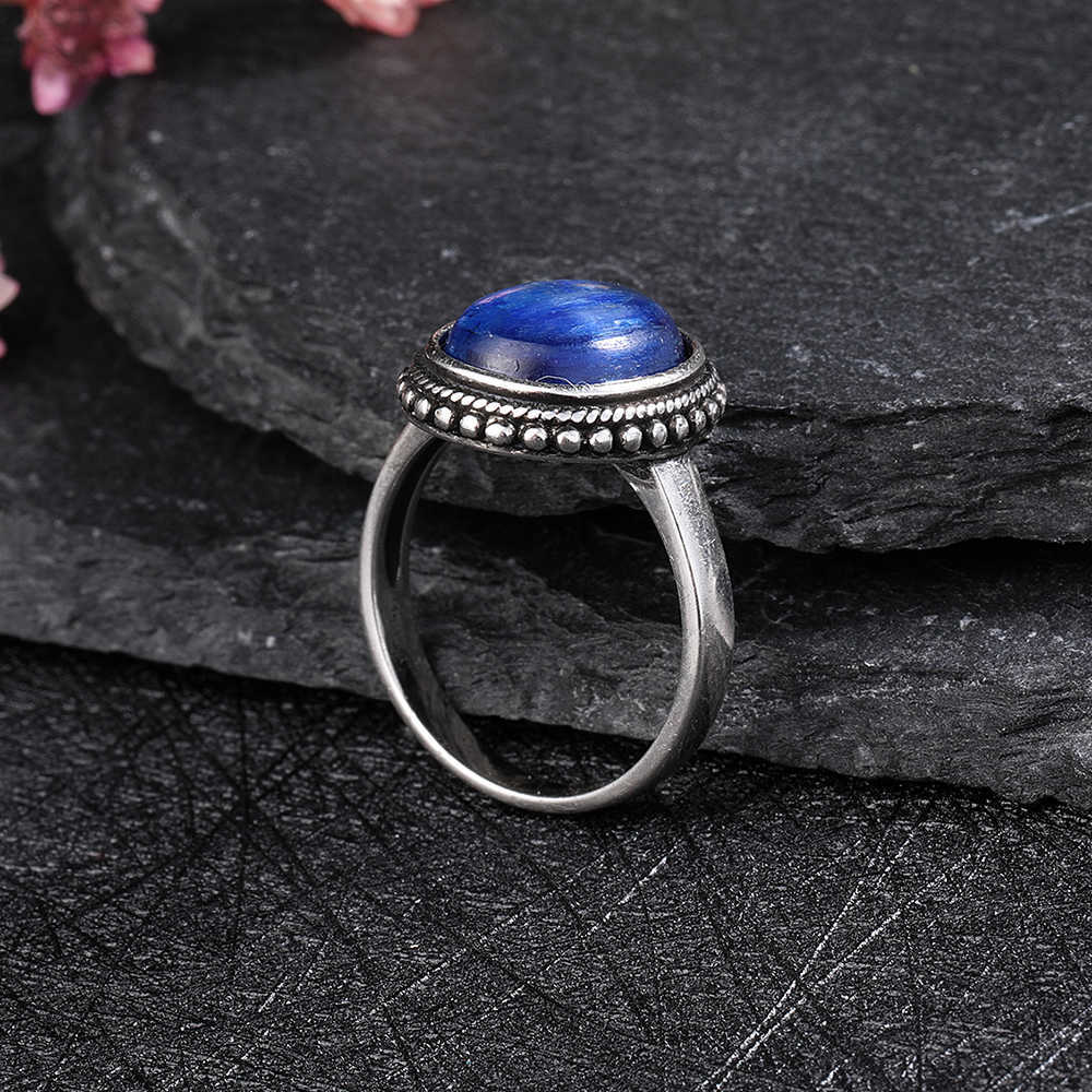 Anéis de cluster 925 Sterling Silver Natural Kianite Ring Simple Style Fine Jewelry Anniversary Engagement Party Gift for Women Labradorite Ring G230228