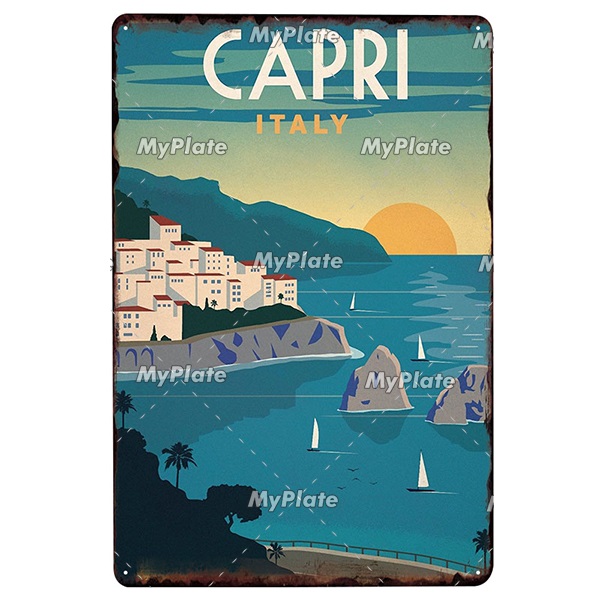 Pays Paysage Affiche en métal Vintage Métal Tin Sign Chic Paysage Tin Plaques Plaque Rétro Fer Peinture Man Cave Décoration Maison Décoration Murale Taille 30X20CM w01