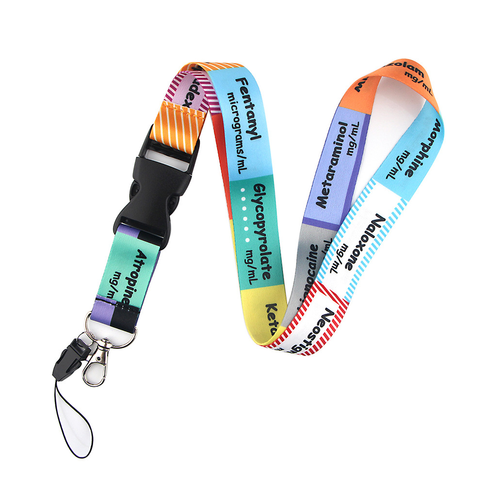 10 datorer / parti mode tillbehör sjuksköterska design nackband polyester sunfower sjuksköterska medicinsk tryck tillbehör borttagbar lanyard för kontor sjuksköterskor läkare