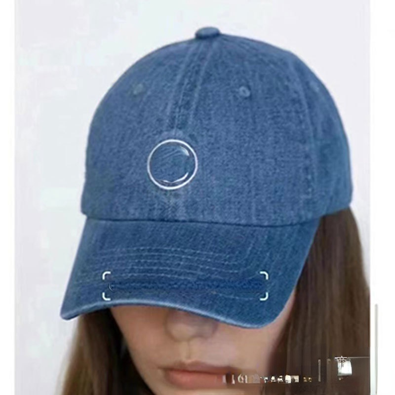 Embroidered Washed Denim Baseball Hat Men's and Women's Same Casual Big Head Circumference Peaked Cap