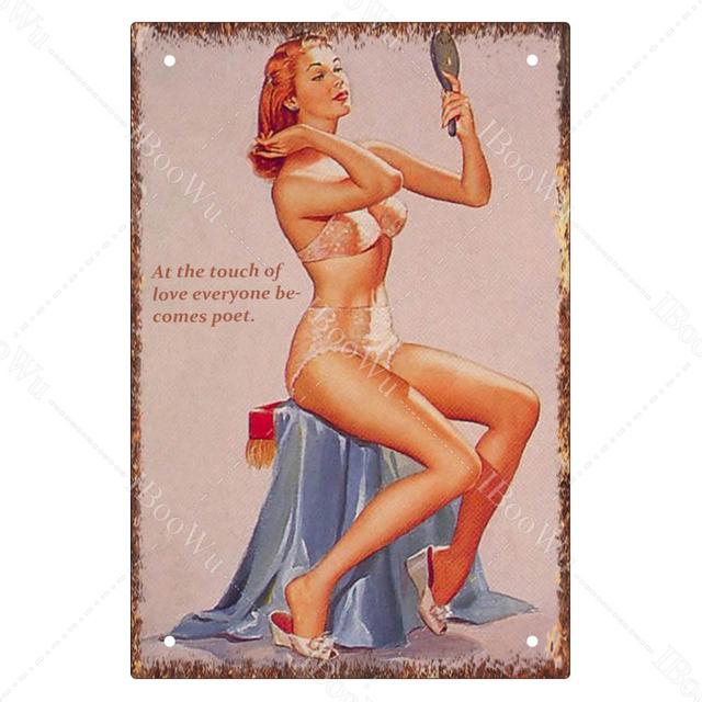 Sexy dame vintage metalen schilderplaat pin up meisje tin plaque poster muur decor bar pub club man cave retro borden 30x20cm w03