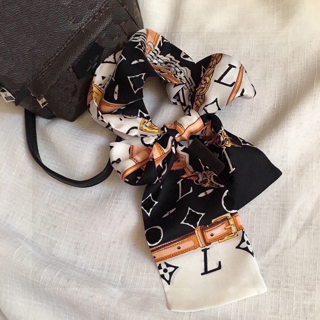 Lenço de seda de designer de luxo cachecol feminino cachecol preto faixa de cabelo seda dupla simples e versátil novo estilo em várias cores