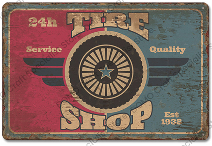 Dad's Garage, Kunstgemälde, Metall-Blechschilder, Poster, Vintage-Route 66-Auto, Metallblech, Retro-Plakette, Garage, Reifenladen, Wand, personalisierte Kunstdekoration, Größe 30 x 20 cm, w02