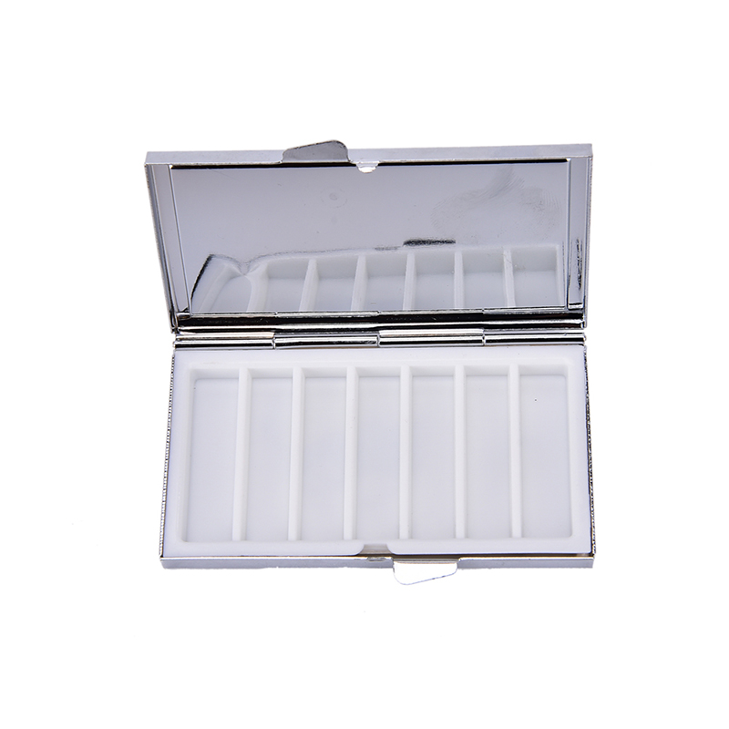 Partihandel 50st tomt rektangelpiller Boxar Metallpiller Behållare 7 Grids Mini Portable Travel Case