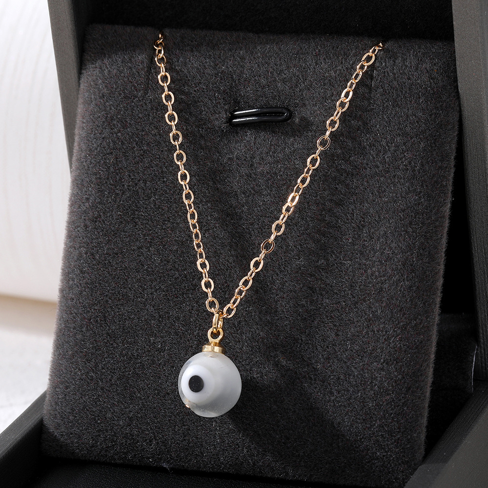 Color Painting Metal Evil Eyes Mini Ball Pendant Lucky Turkish Blue Eye Necklaces for Womens Jewelry